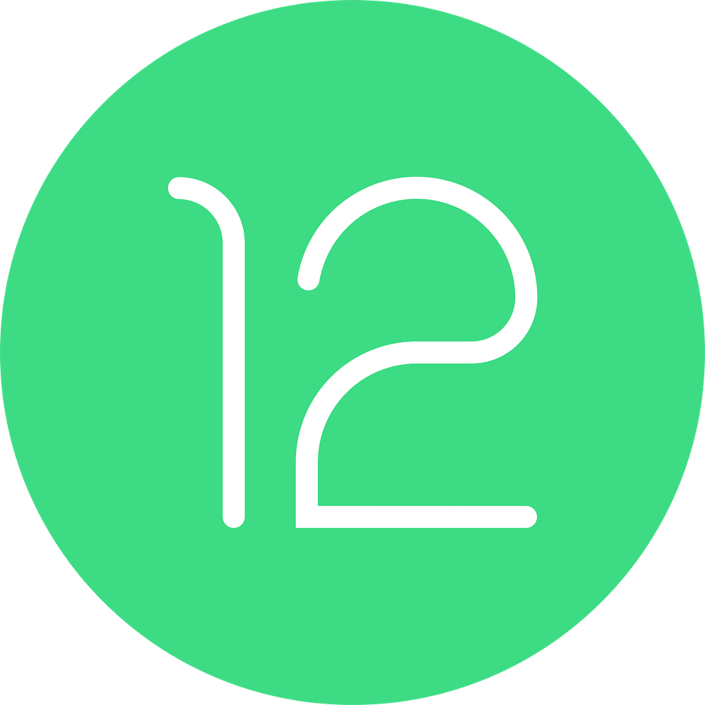 Logo de Android 12 - Es un 12 rodeado de un círculo verde.