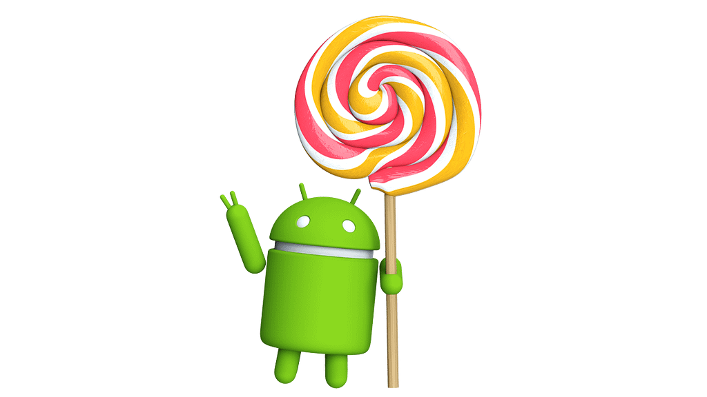 Logo de Android 5.0 - Es un androide cogiendo una piruleta.