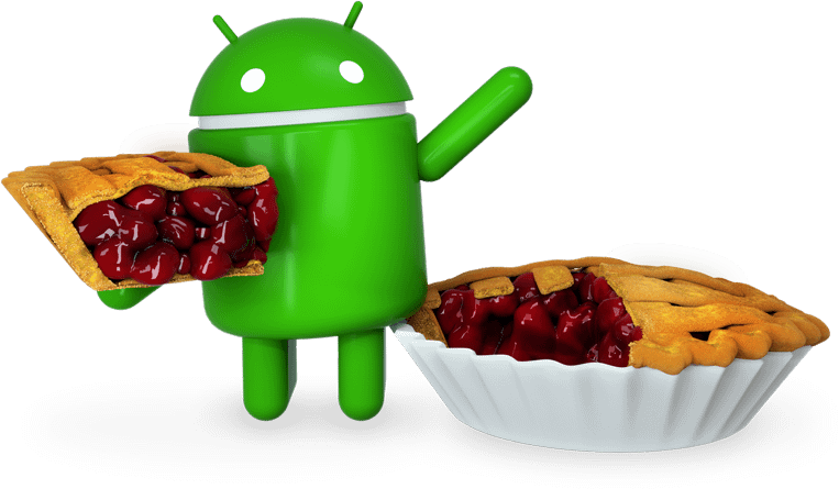 Logo de Android 9.0 - Es un androide comiendo tarta.